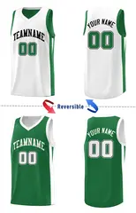 Green White Double Side Basketball Jersey 4