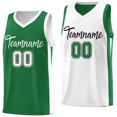 Green White Double Side Basketball Jersey