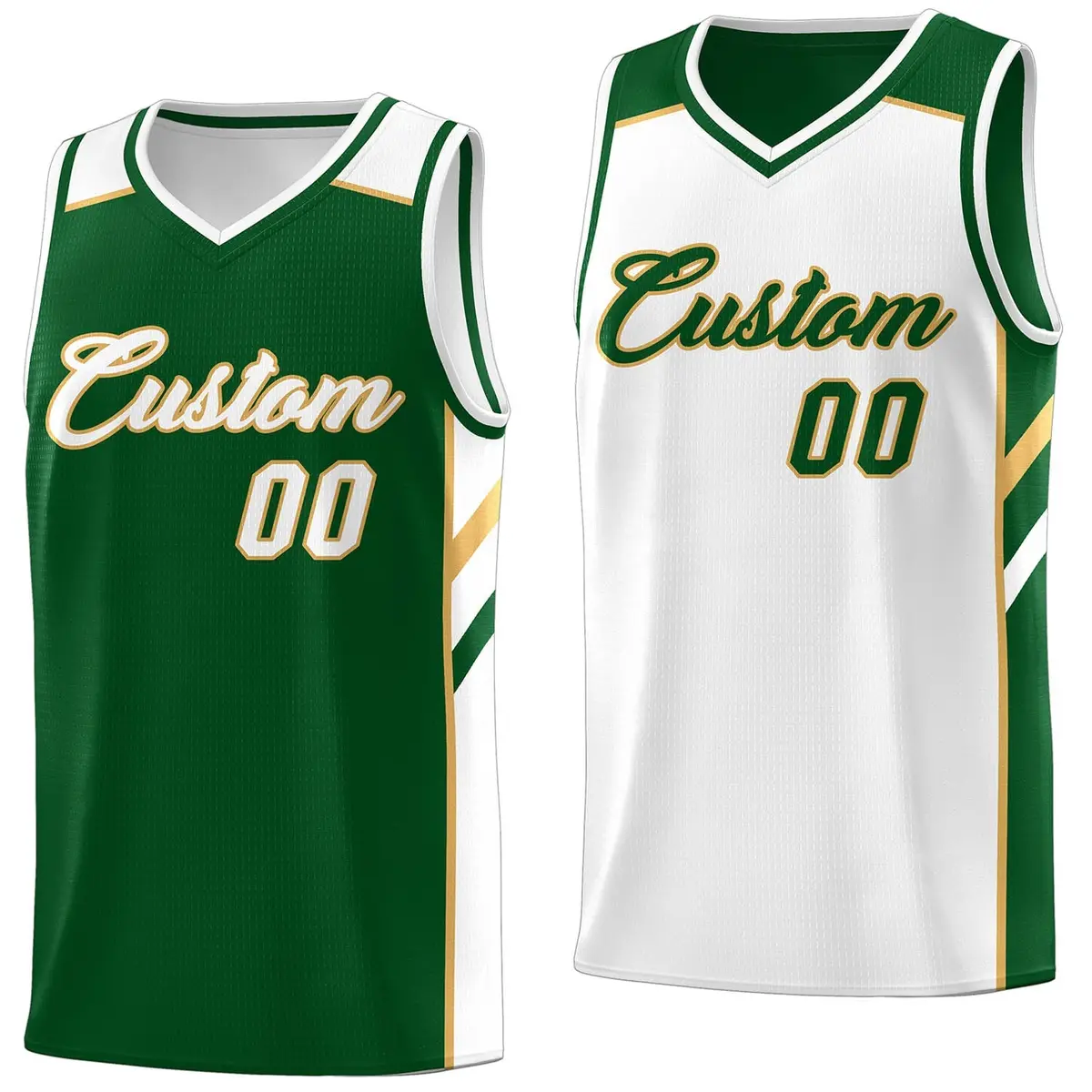 Green White Double Side Casual Basketball Jersey