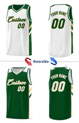 Green White Double Side Casual Basketball Jersey 4