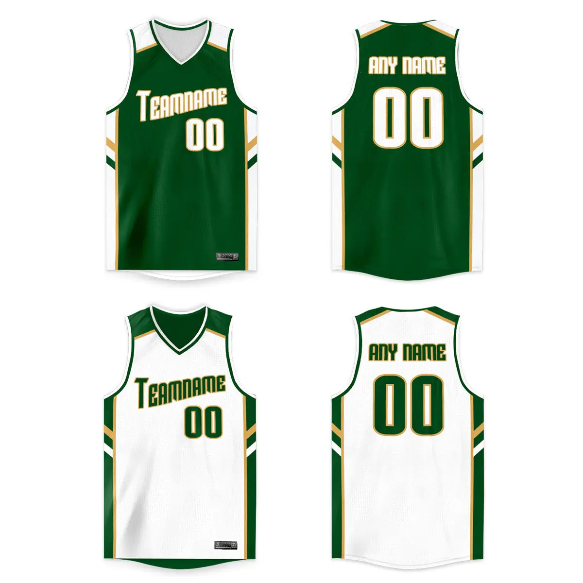 Green White Double Side Men/Boy Basketball Jersey