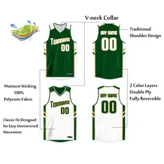 Green White Double Side Men/Boy Basketball Jersey 2