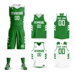 Green White Double Side Mesh Sportswear Basketball Jersey