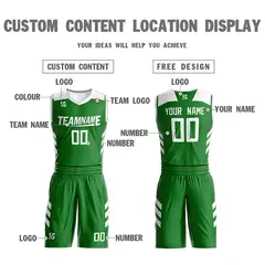 Green White Double Side Mesh Sportswear Basketball Jersey 3