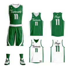 Green White Double Side Mesh Sportswear Basketball Jersey
