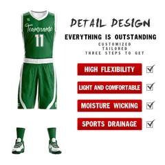 Green White Double Side Mesh Sportswear Basketball Jersey 4