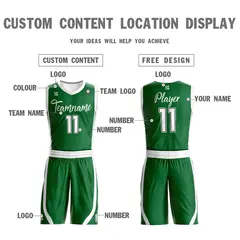 Green White Double Side Mesh Sportswear Basketball Jersey 5