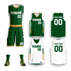 Green White Double Side Mesh Sportswear Basketball Jersey