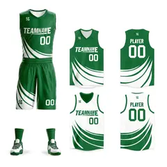 Green White Double Side Mesh Sportswear Basketball Jersey