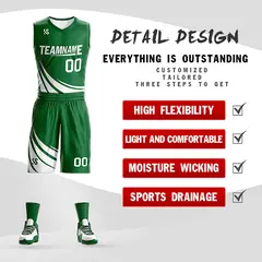 Green White Double Side Mesh Sportswear Basketball Jersey 2