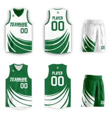 Green White Double Side Mesh Sportswear Basketball Jersey 3