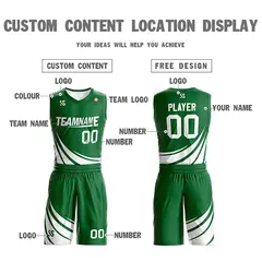 Green White Double Side Mesh Sportswear Basketball Jersey 4