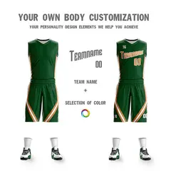 Green White Double Side Mesh Sportswear Basketball Jersey 4
