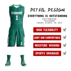 Green White Double Side Mesh Sportswear Basketball Jersey 2