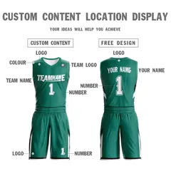 Green White Double Side Mesh Sportswear Basketball Jersey 4