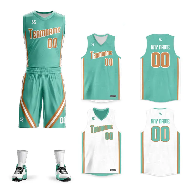 Green White Double Side Sets Basketball Jersey