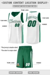 Green White Double Side Sets Men Basketball Jersey 2