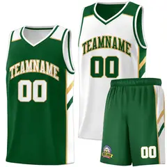 Green White Double Side Sets Men Basketball Jersey