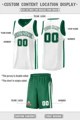 Green White Double Side Sets Men Basketball Jersey 2