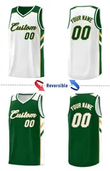 Green White Double Side Sets Men Basketball Jersey 3