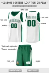 Green White Double Side Sets Men Basketball Jersey 2