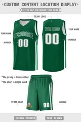 Green White Double Side Sets Men Basketball Jersey 4