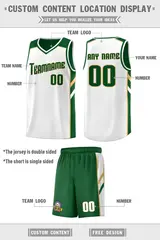 Green White Double Side Sets Men Basketball Jersey 2