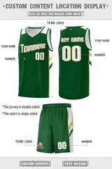 Green White Double Side Sets Men Basketball Jersey 4