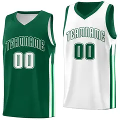 Green White Double Side Tops Men Basketball Jersey