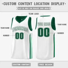 Green White Double Side Tops Men Basketball Jersey 3