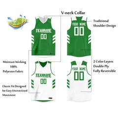 Green White Double Side Tops Men Basketball Jersey 2