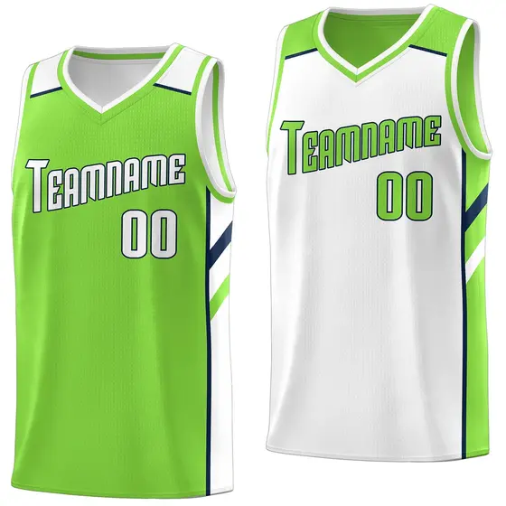 Green White Double Side Tops Sports Vest Basketball Jersey