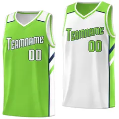 Green White Double Side Tops Sports Vest Basketball Jersey