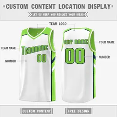Green White Double Side Tops Sports Vest Basketball Jersey 3
