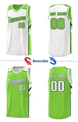 Green White Double Side Tops Sports Vest Basketball Jersey 4