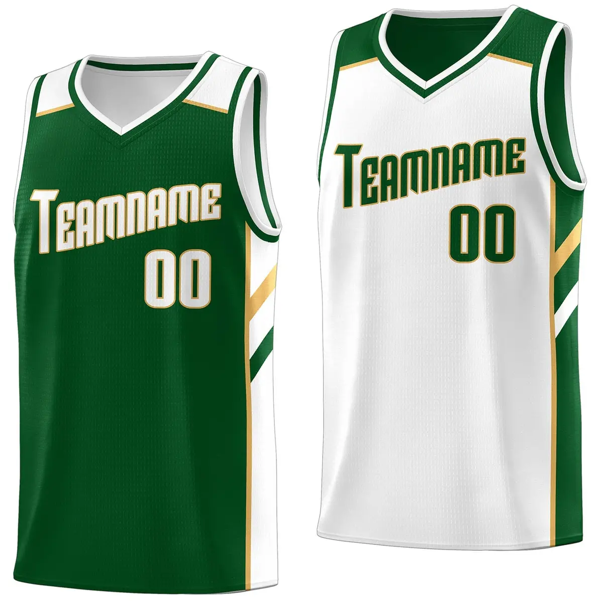 Green White Double Side Training Basketball Jersey