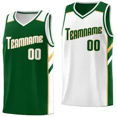 Green White Double Side Training Basketball Jersey