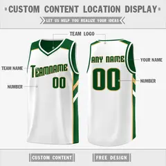Green White Double Side Training Basketball Jersey 3