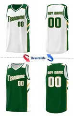 Green White Double Side Training Basketball Jersey 4