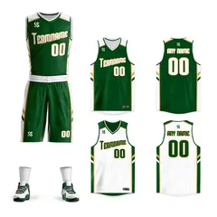 Green White Double Side Training Basketball Jersey 1