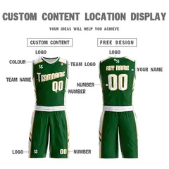 Green White Double Side Training Basketball Jersey 5