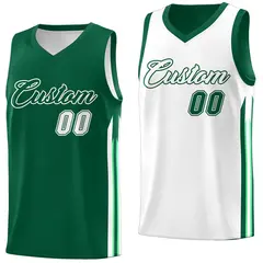 Green White Double Side Training Basketball Jersey