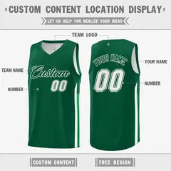 Men's Green White Double Side Training Basketball Jersey 2