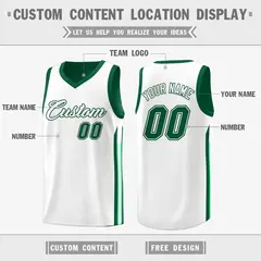 Men's Green White Double Side Training Basketball Jersey 3