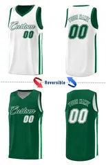 Men's Green White Double Side Training Basketball Jersey 4