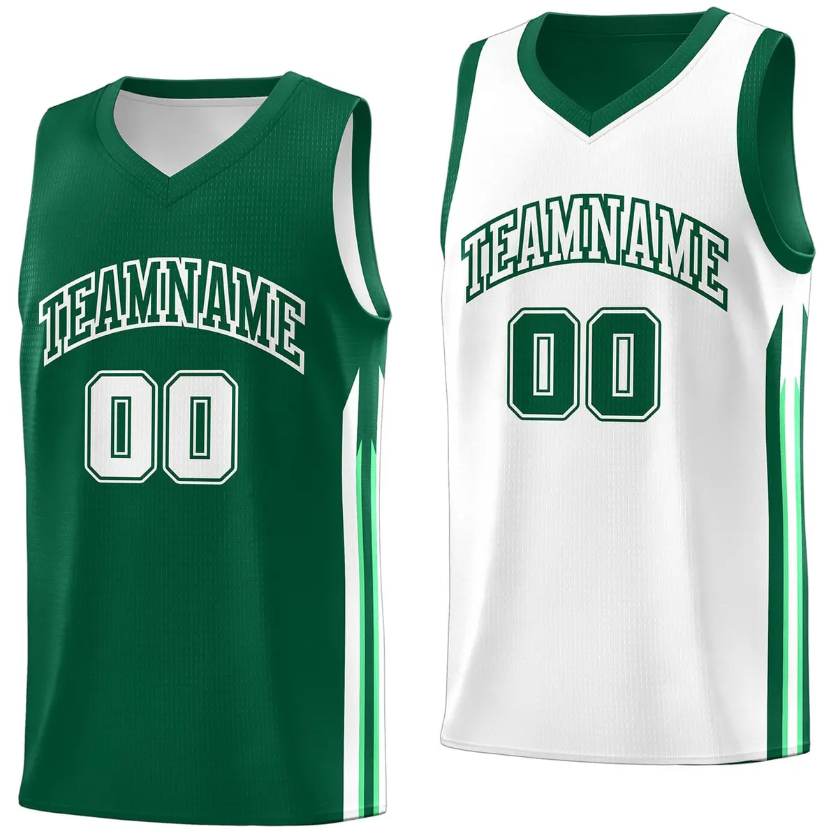 Green White Double Side Training Fashion Basketball Jersey