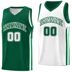 Green White Double Side Training Fashion Basketball Jersey