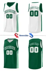 Green White Double Side Training Fashion Basketball Jersey 4