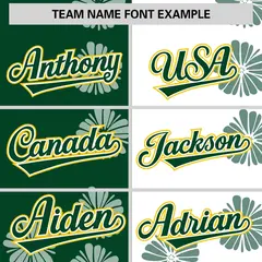 Green White Flower Graffiti Split Baseball Jersey 3