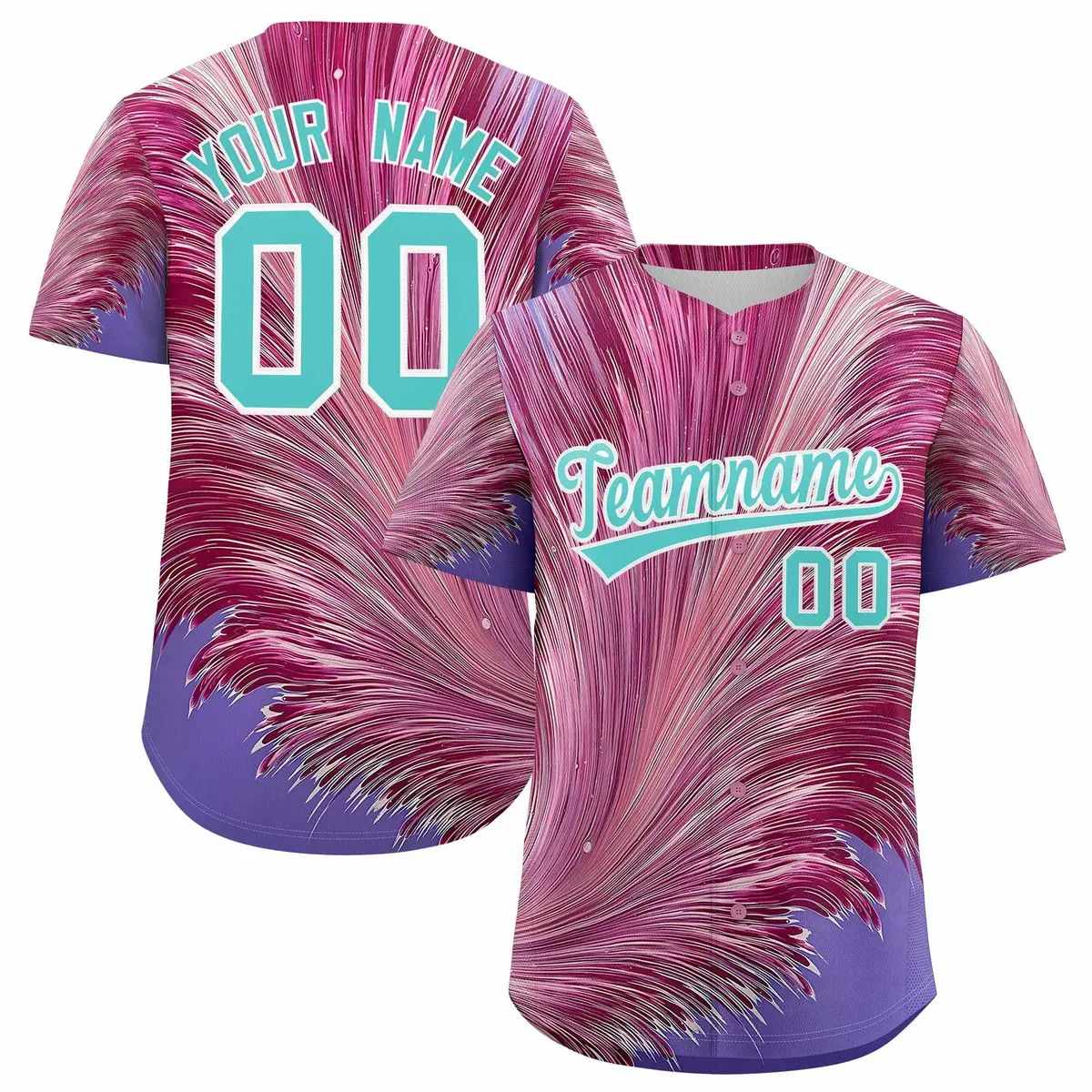 Green White Fluid Feather Graffiti Baseball Jersey